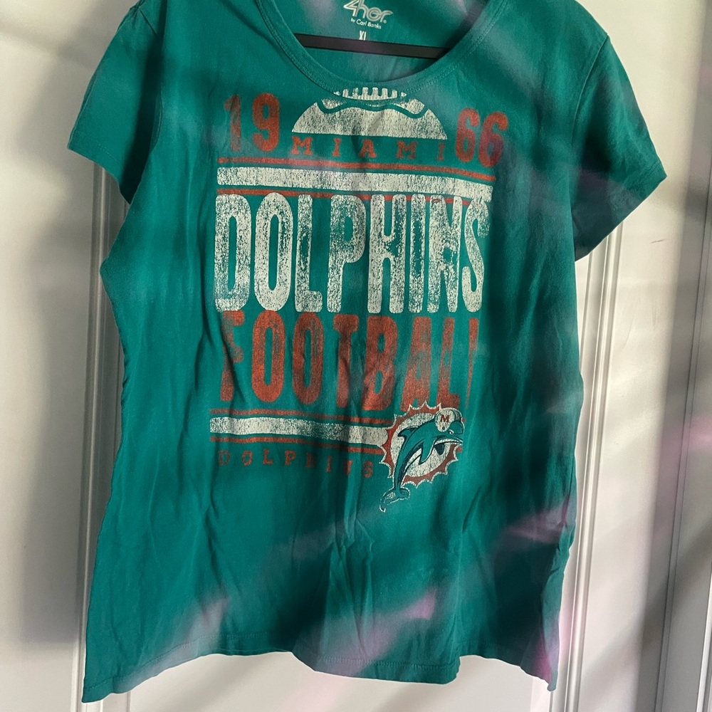 Miami Dolphins Football  women’s Shirt 100% Cotton Size XL Pre-Loved Soft